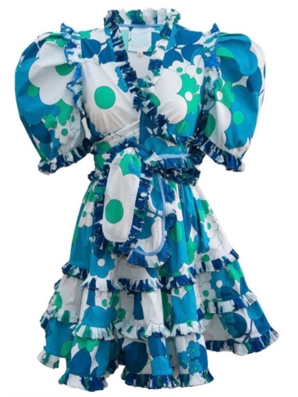 CeliaB Blue, Teal & White Floral Wrap Dress